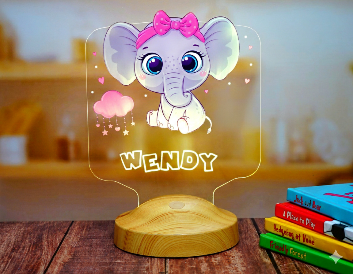 Baby Elefant Baby Geschenk, Elefanten LED Lampe als Nachttisch fürs Kinderzimmer