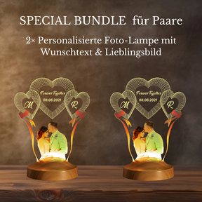 SPECIAL BUNDLE für Paare – 2× Personalisierte Foto-Lampe mit Wunschtext & Lieblingsbild