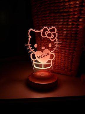 Personalisierte  Süße Kitty 3D Nachtlampe | Geschenk für Mädchen | Kinderzimmer Deko | Babyzimmer