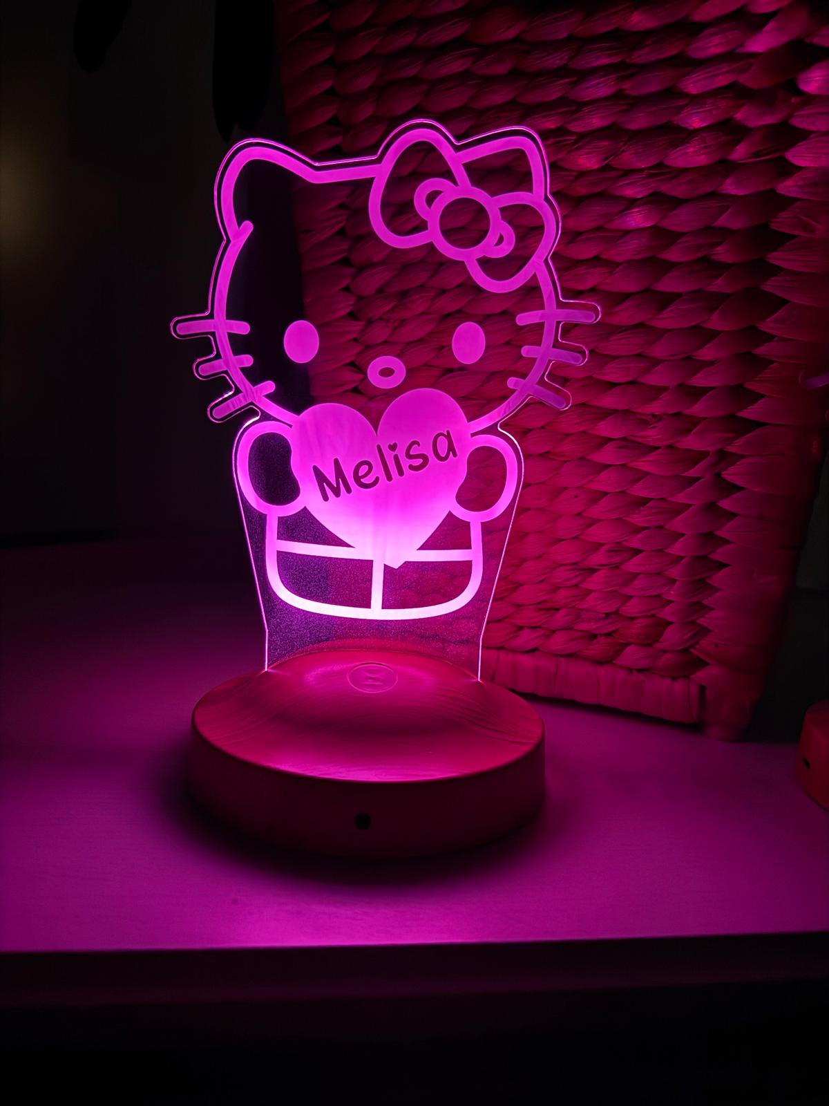 Personalisierte  Süße Kitty 3D Nachtlampe | Geschenk für Mädchen | Kinderzimmer Deko | Babyzimmer