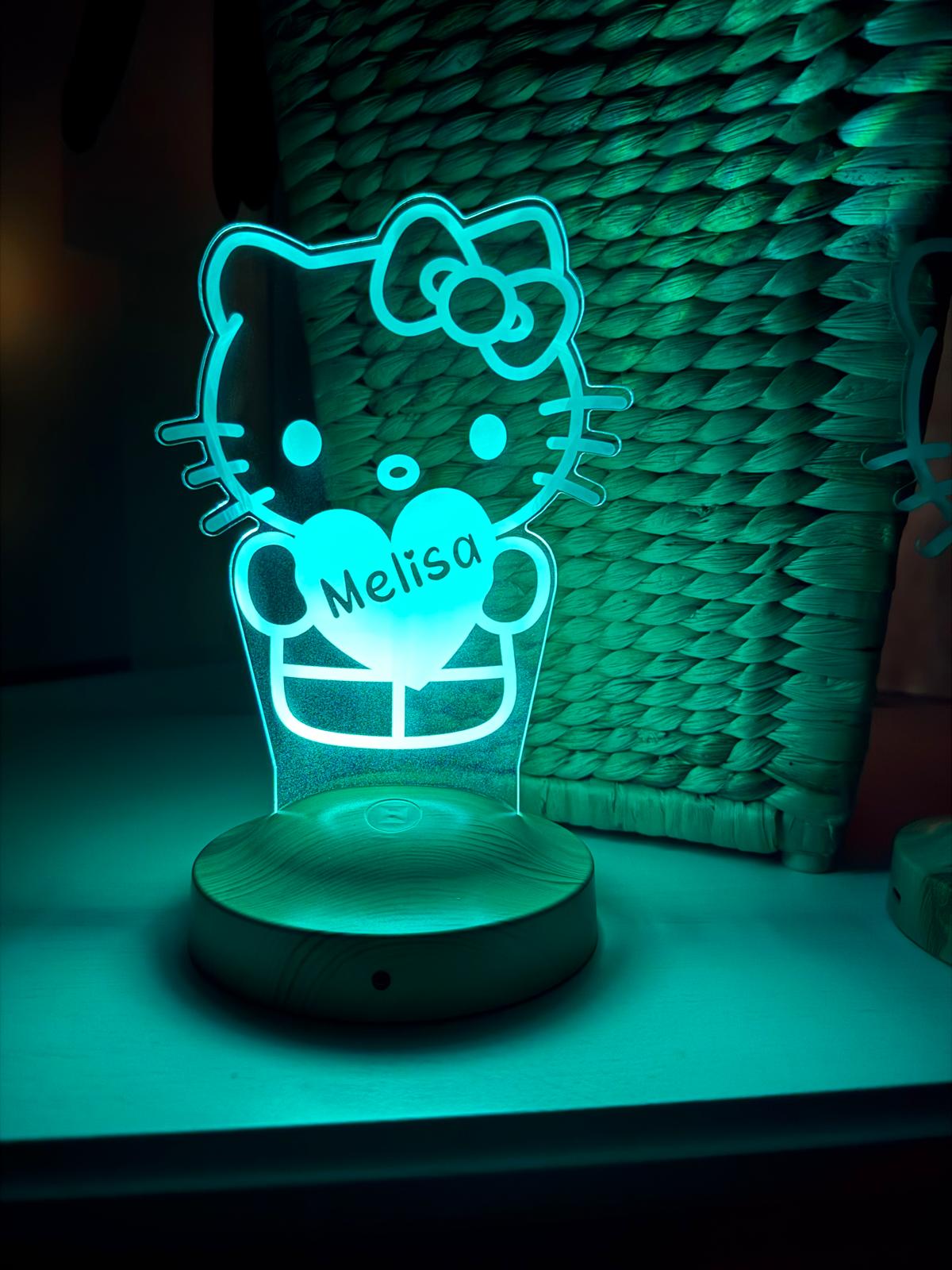 Personalisierte  Süße Kitty 3D Nachtlampe | Geschenk für Mädchen | Kinderzimmer Deko | Babyzimmer