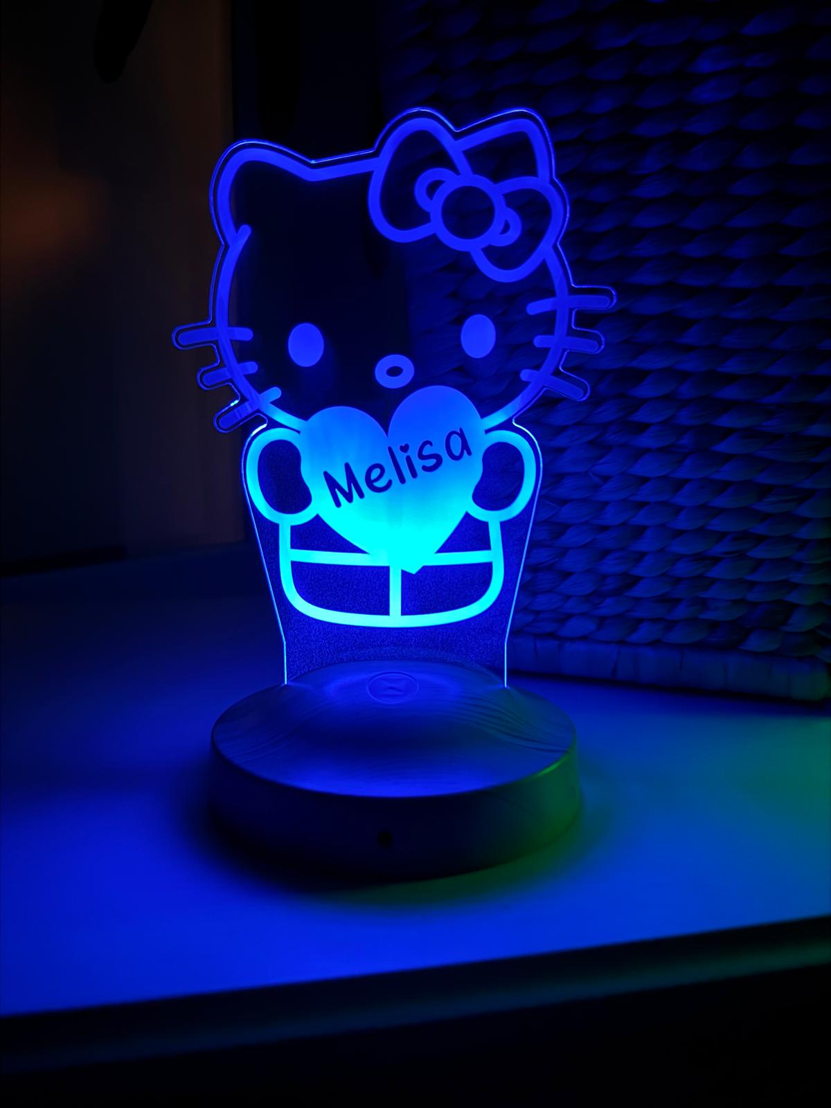 Personalisierte  Süße Kitty 3D Nachtlampe | Geschenk für Mädchen | Kinderzimmer Deko | Babyzimmer