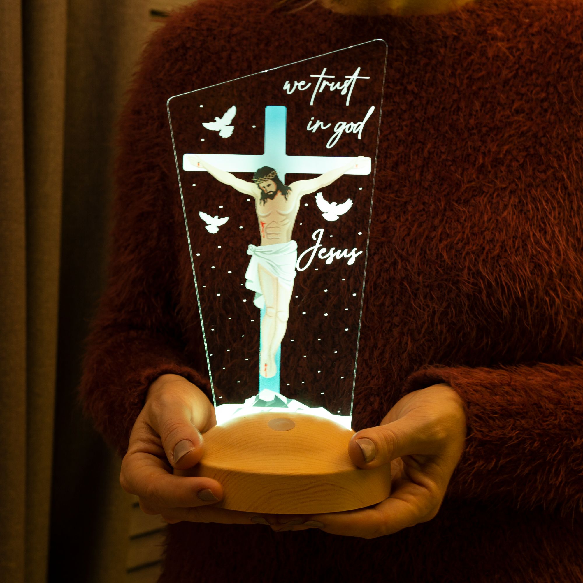 Geschenk für religiöse Freunde| Christliche Lampe Geschenk anpassen | Acrylglas Kreuz|