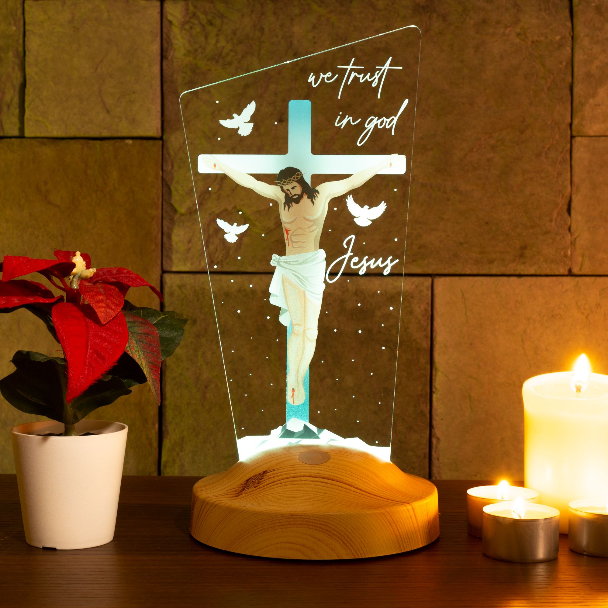 Geschenk für religiöse Freunde| Christliche Lampe Geschenk anpassen | Acrylglas Kreuz|