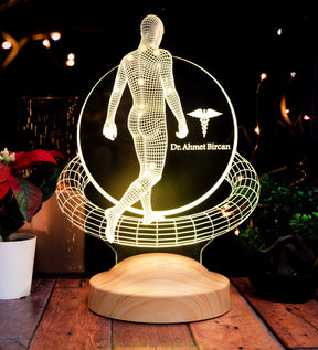 3D Physio Led Lampe mit Namensgravur, Weihnachtsgeschenke für Physiotherapeuten, Physiotherapeut Geschenk