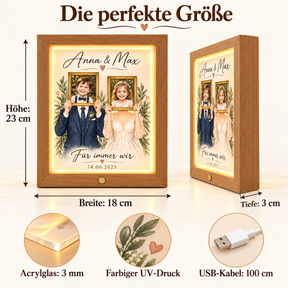 hochzeit Holzrahmen Nachtlicht Maße 23 x 18 x 3 cm