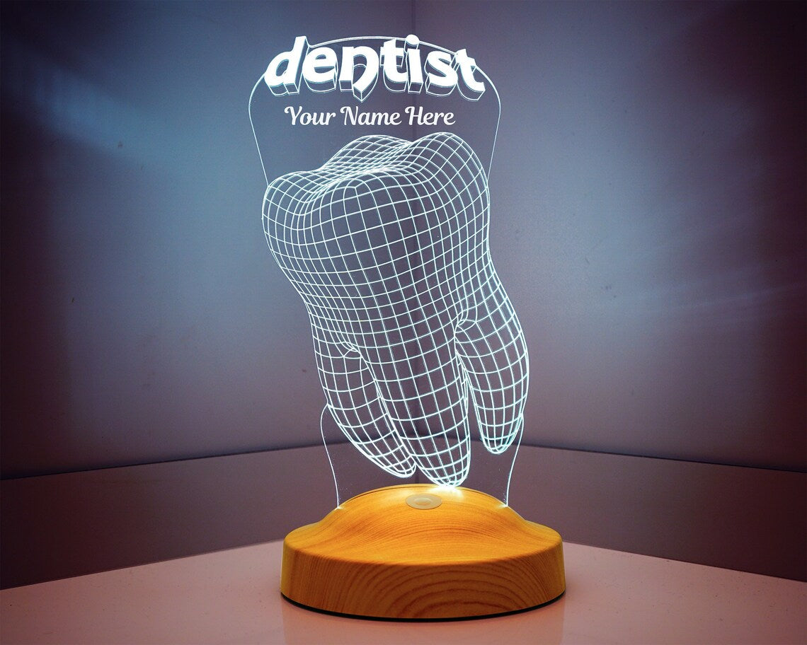 Personalisierte Lampe mit Gravur Zahnarztpraxis