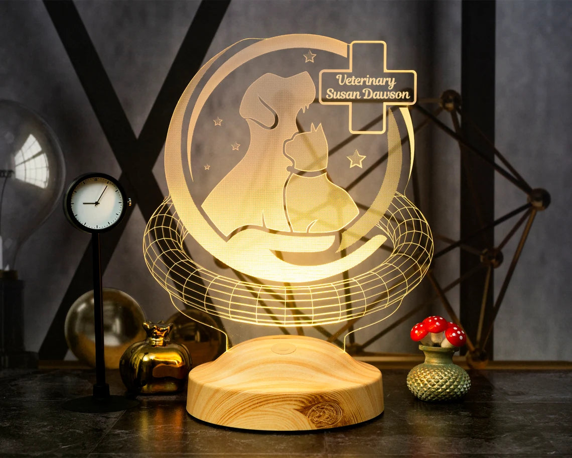 Tierarzt Personalisierte 3D Lampe, Geschenk Tierarzt