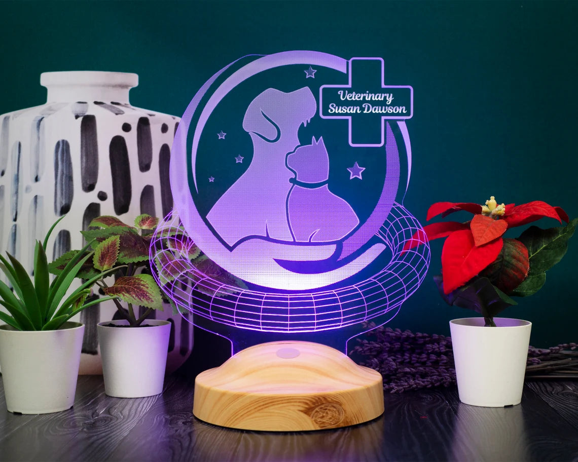 Tierarzt Personalisierte 3D Lampe, Geschenk Tierarzt