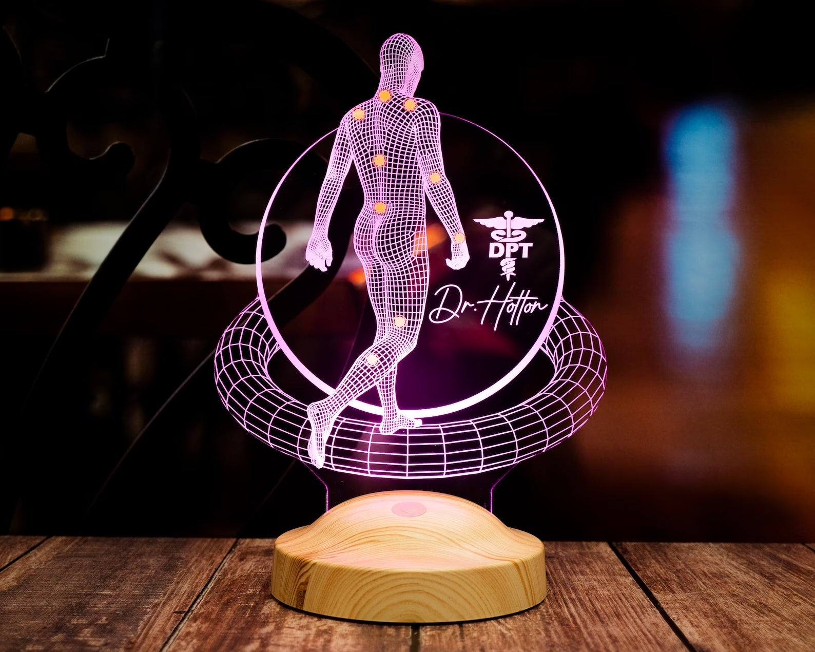 3D Physio Led Lampe mit Namensgravur, Dankeschön für Physiotherapeuten, Weihnachtsgeschenke für Physiotherapeuten, Physiotherapeut Geschenk