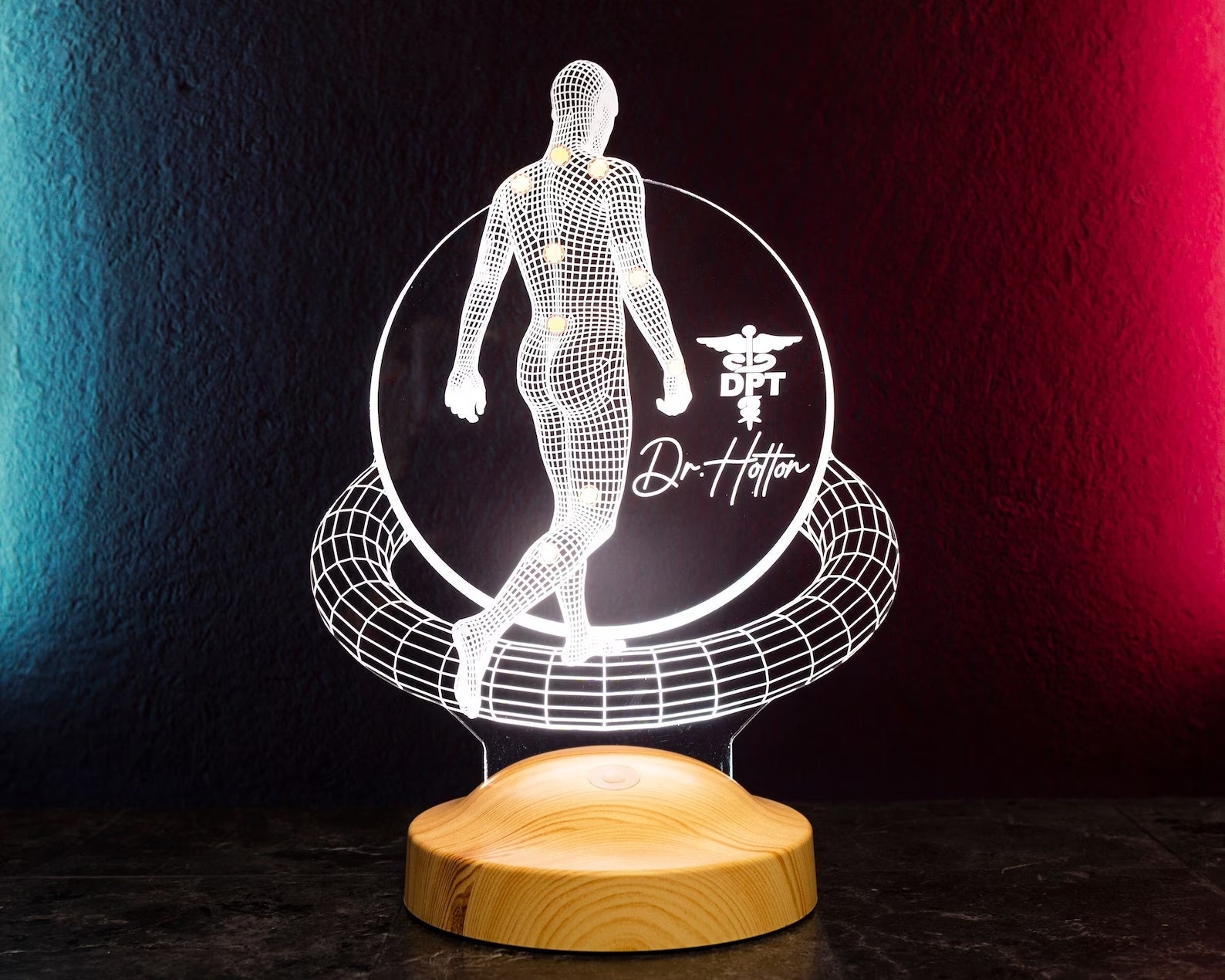 3D Physio Led Lampe mit Namensgravur, Dankeschön für Physiotherapeuten, Weihnachtsgeschenke für Physiotherapeuten, Physiotherapeut Geschenk