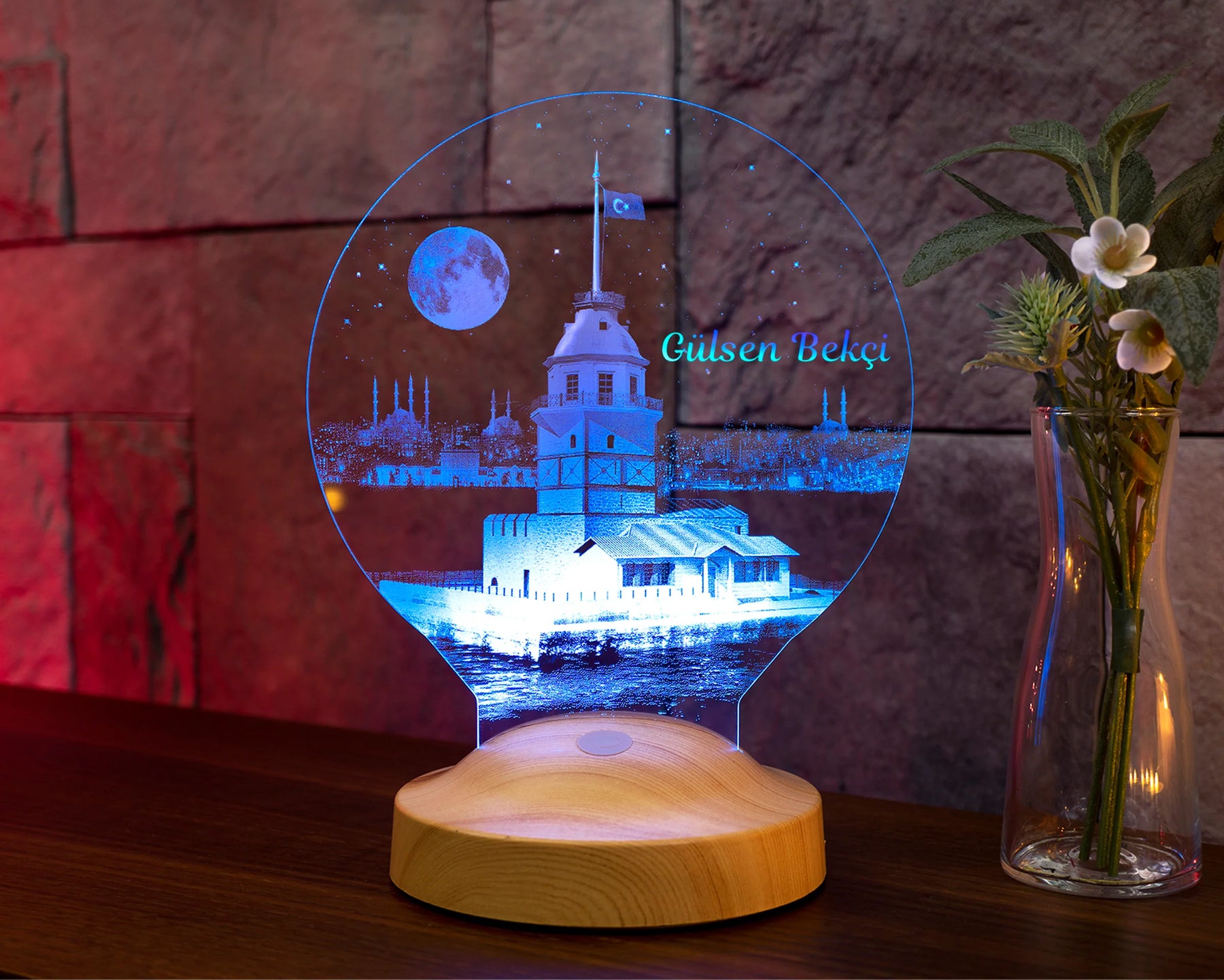 Leanderturm Istanbul Personalisierte Lampe mit Wunschtext Kiz Kulesi