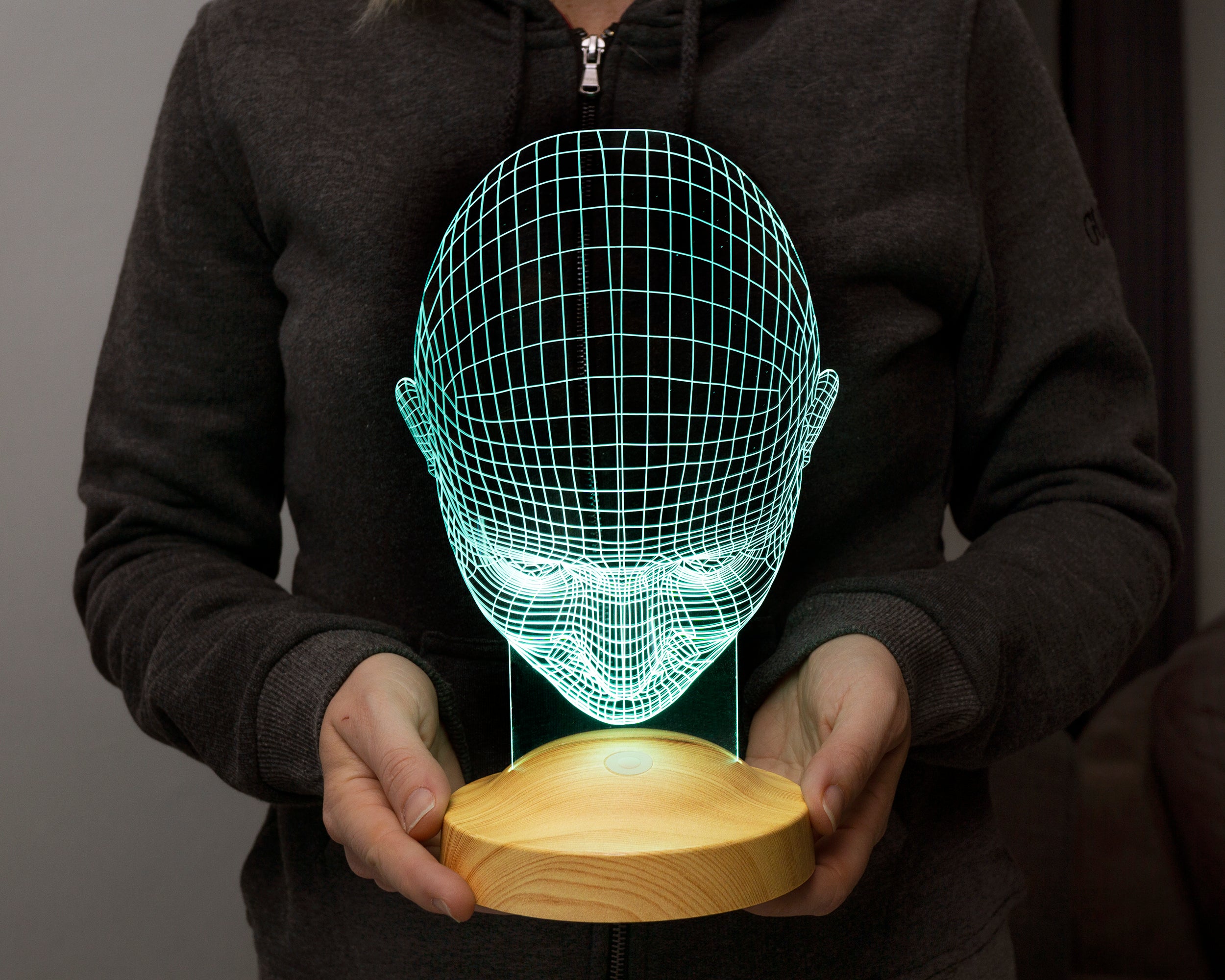 Kopf Lampe 3D Vision LED Nachtlicht Ohne Wunschtext