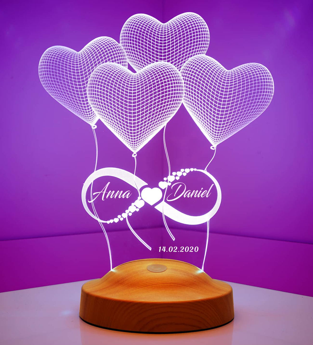 Personalisierte Geschenke Lampe Mit Herzballons Und Unendliche Liebe 9876
