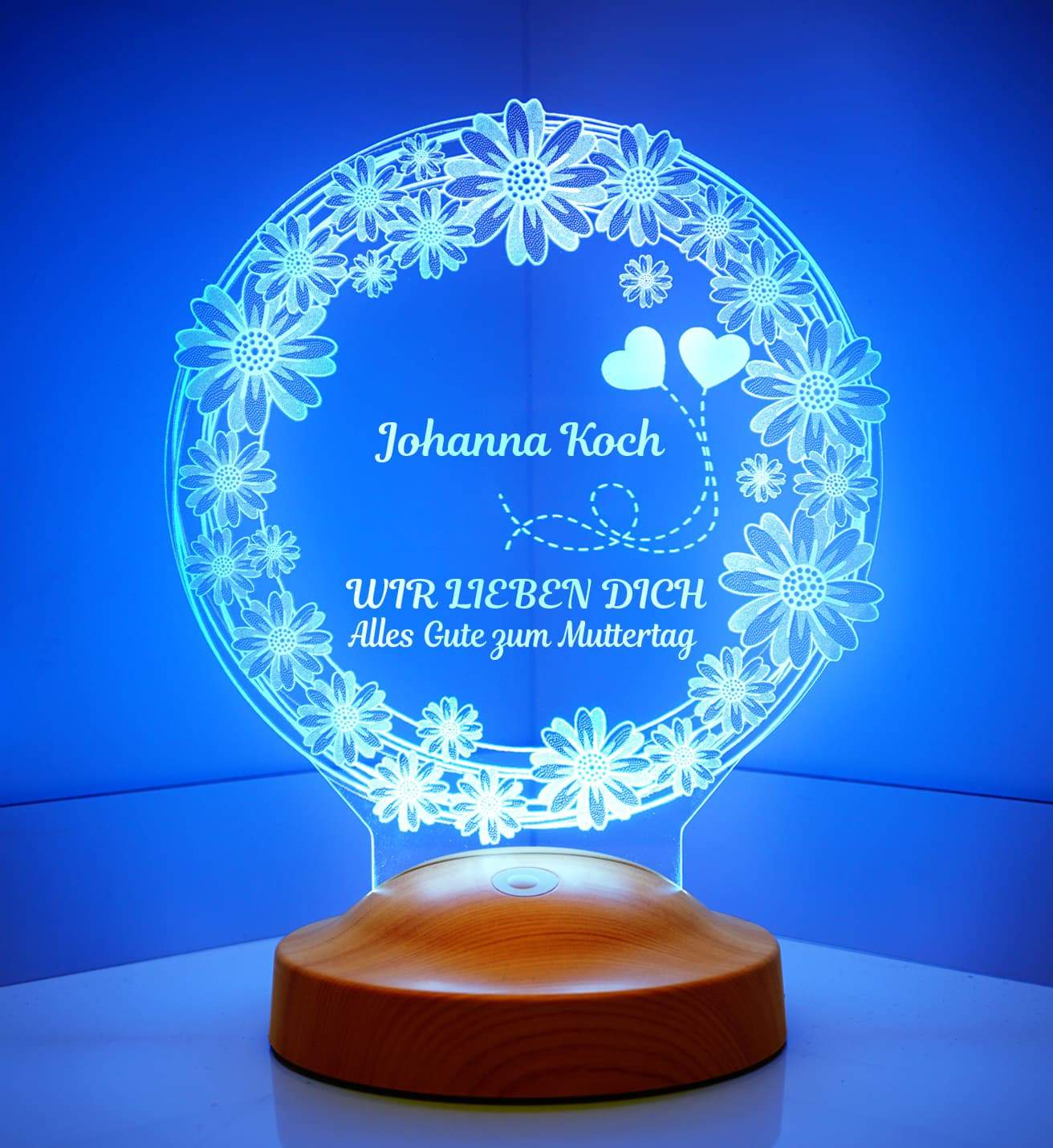 Gänseblümchen Personalisierte Geschenke Lampe mit Wunschtext