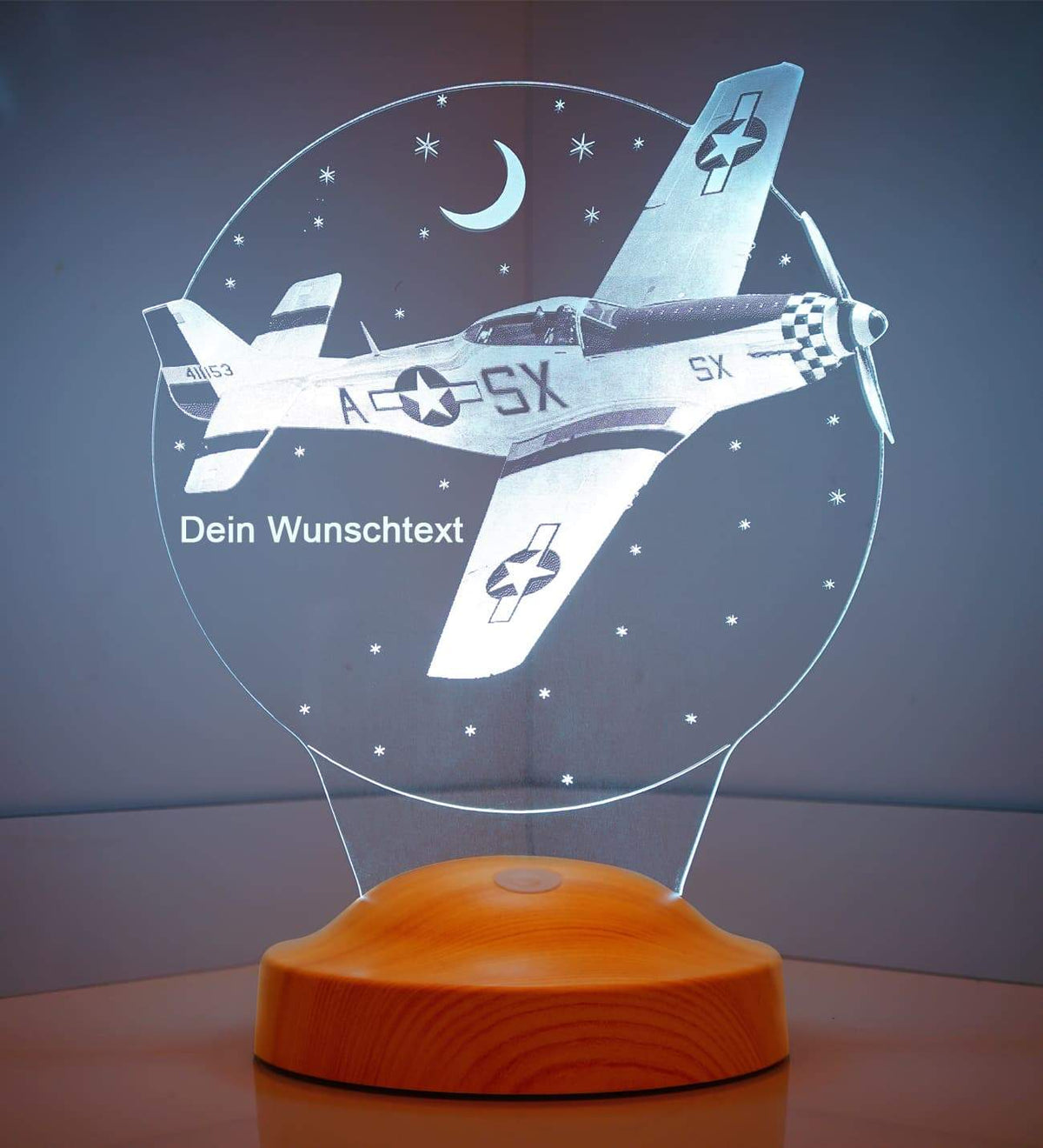 Flugzeug Personalisierte Lampe für Junge mit Wunschtext