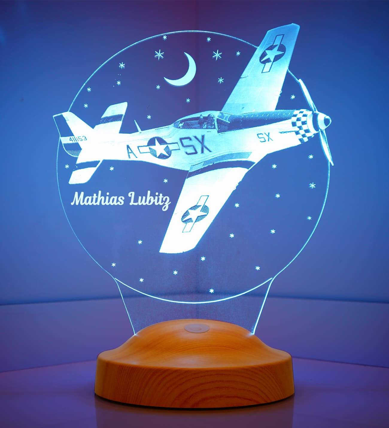 Flugzeug Personalisierte Lampe für Junge mit Wunschtext