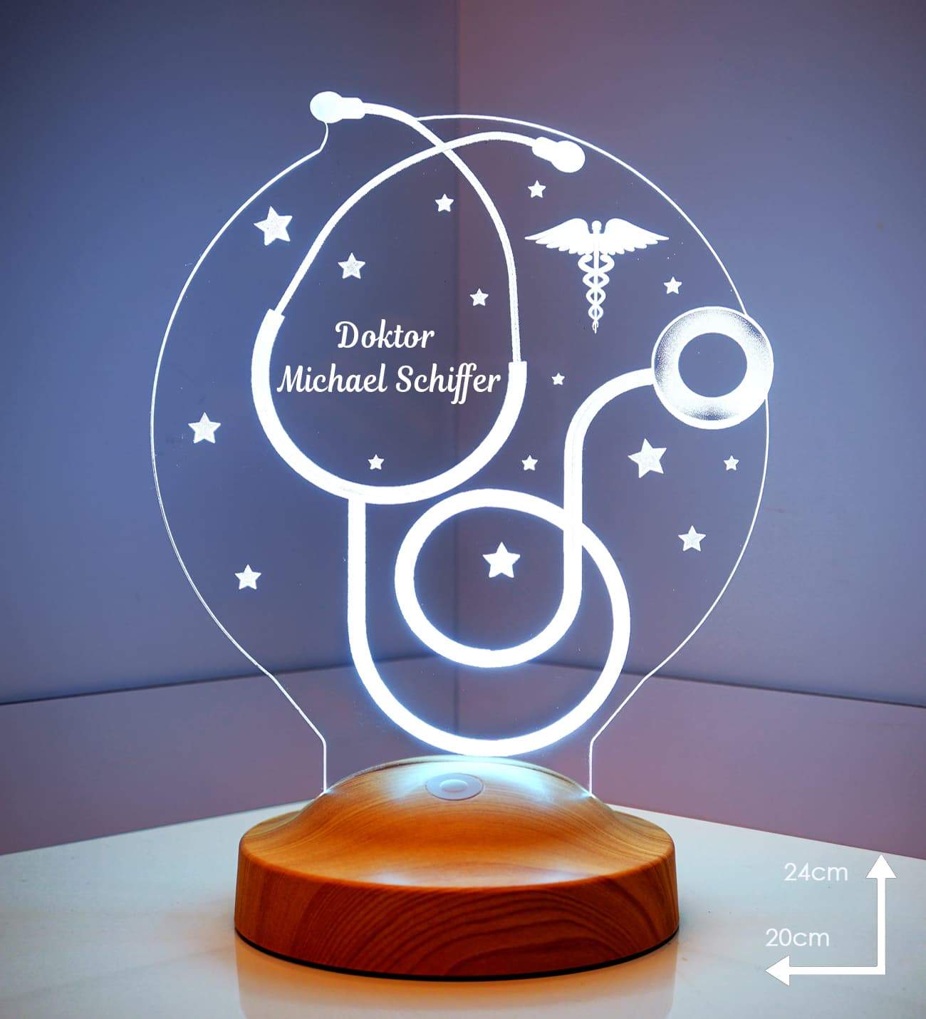 Stethoskop Personalisierte Lampe für Arzt Facharzt mit Wunschtext
