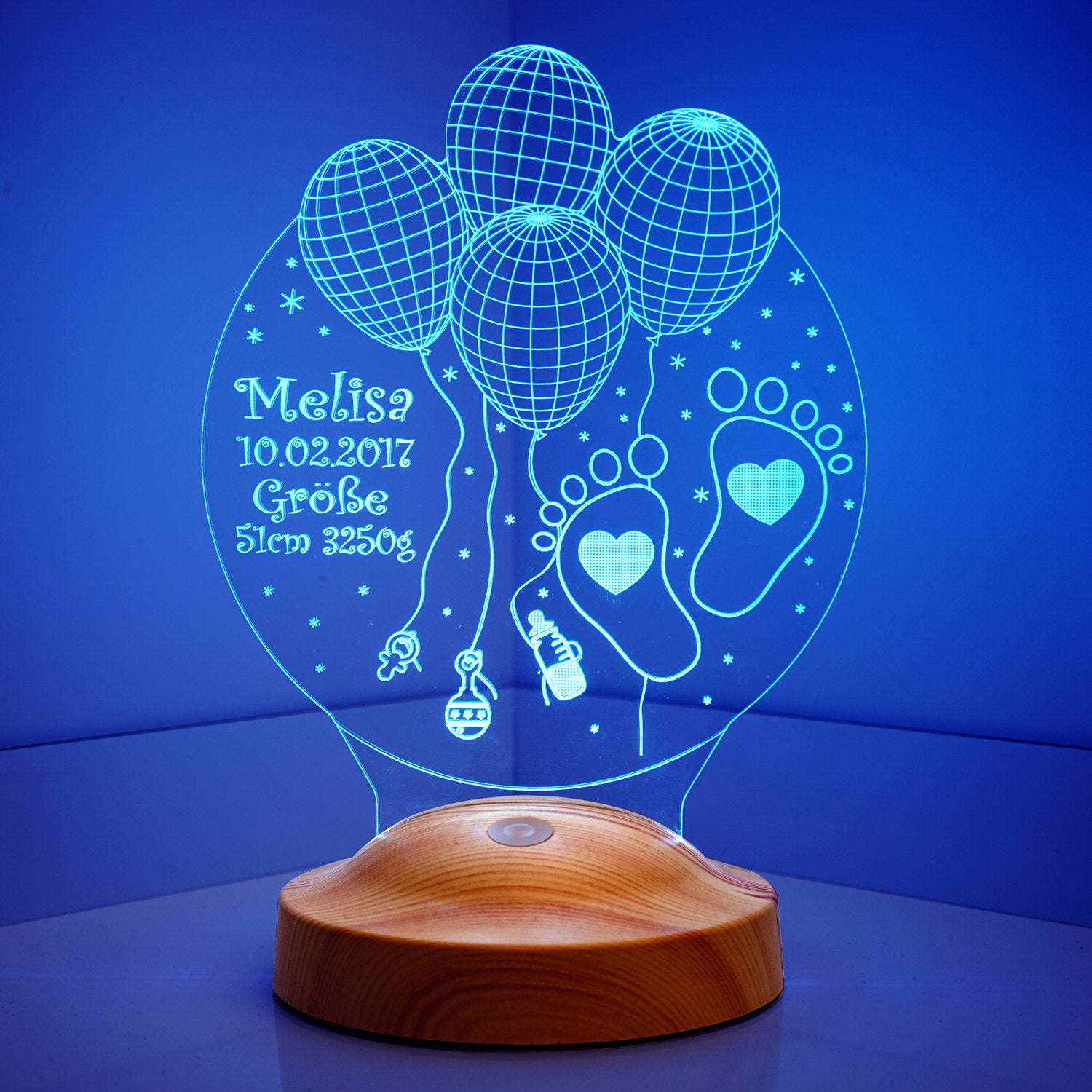 Willkommen Baby Personalisierte Lampe mit Wunschtext