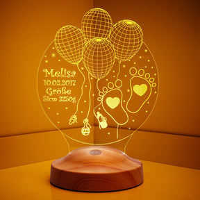 Willkommen Baby Personalisierte Lampe mit Wunschtext