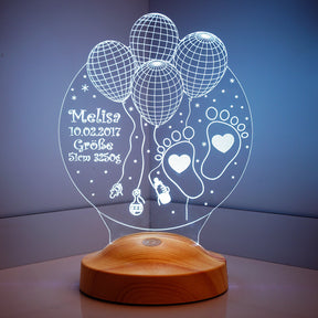 Willkommen Baby Personalisierte Lampe mit Wunschtext