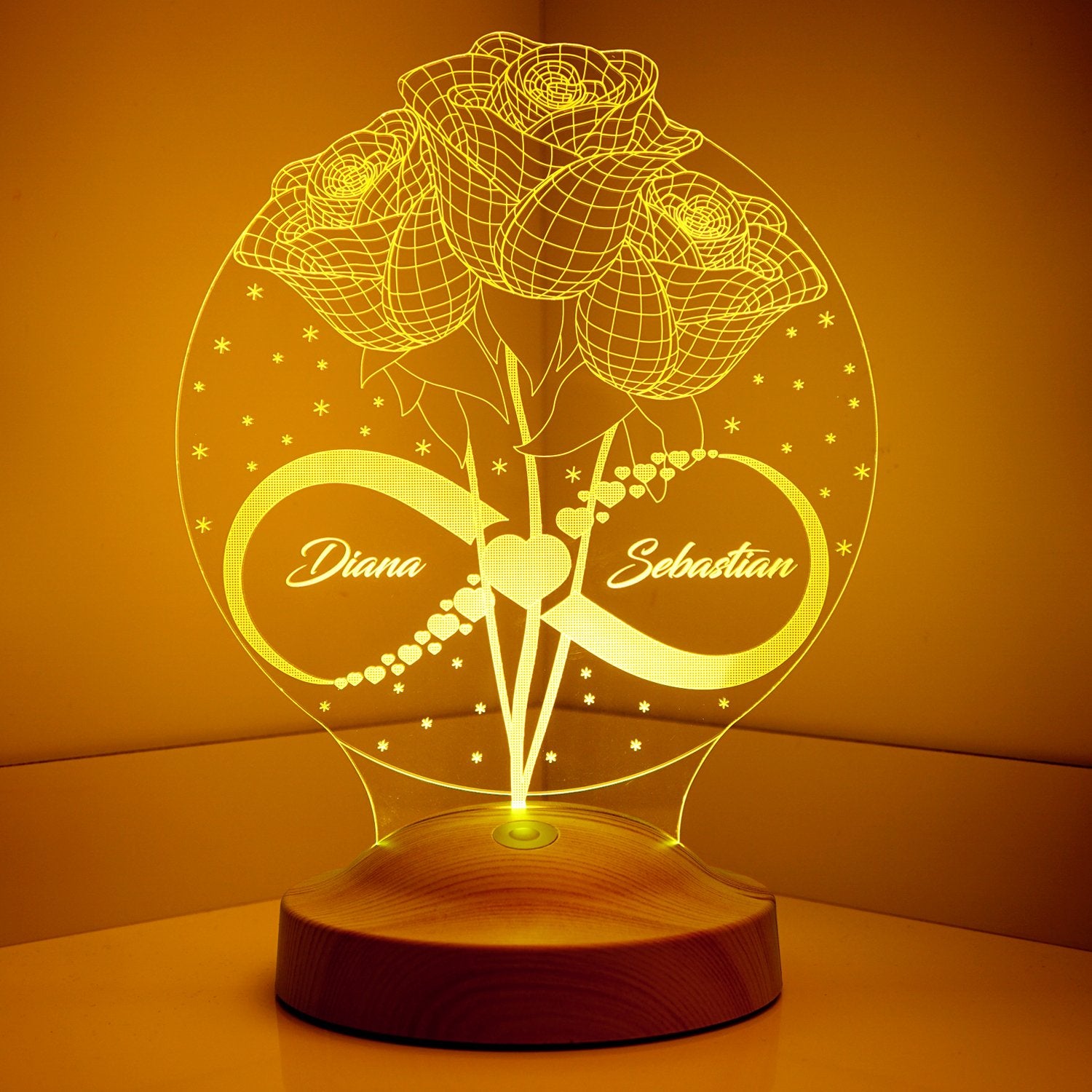 Rosen und Ewigkeit Personalisierte Geschenke Lampe mit Wunschtext