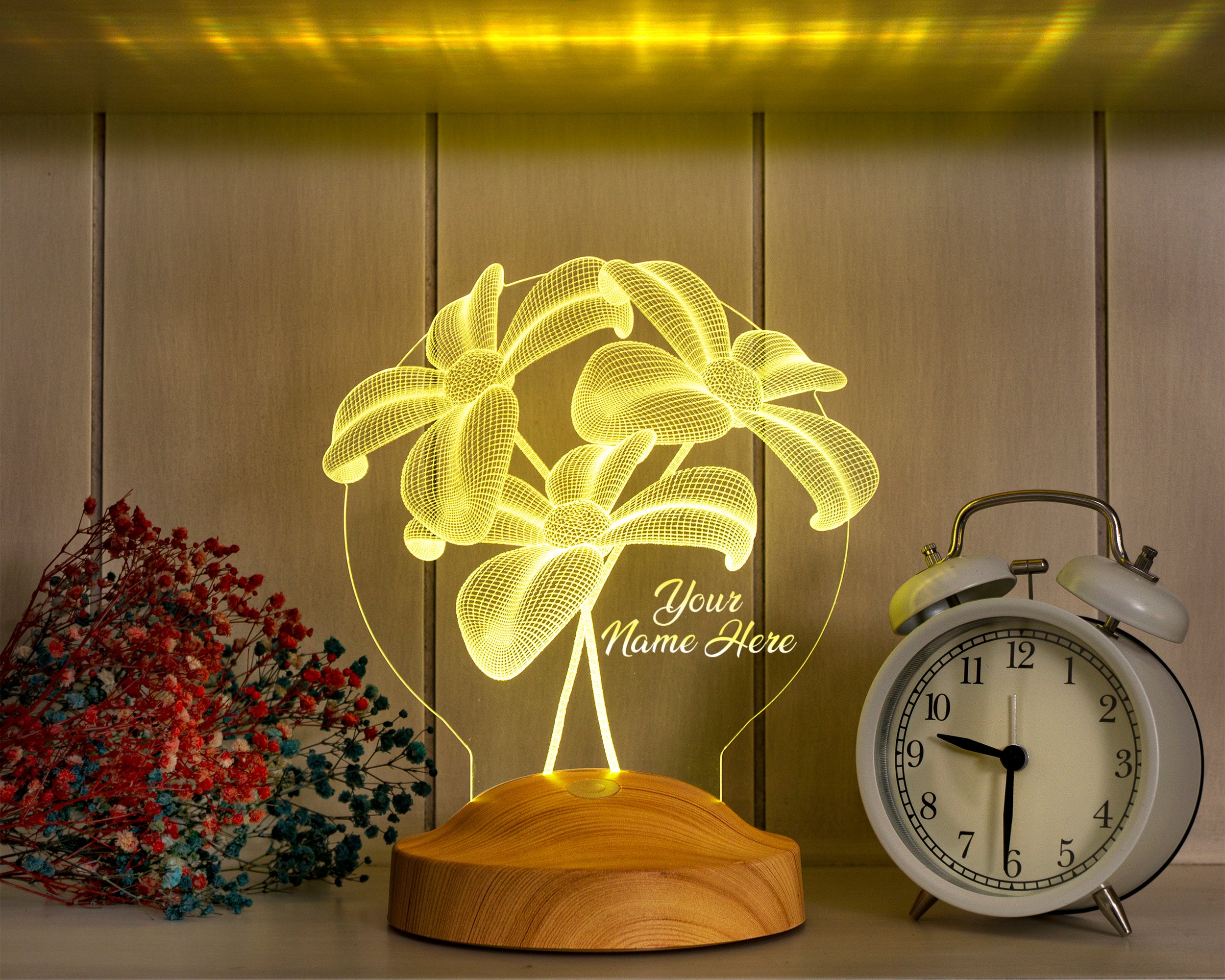 Blumenstrauß Personalisierte Lampe mit Wunschtext