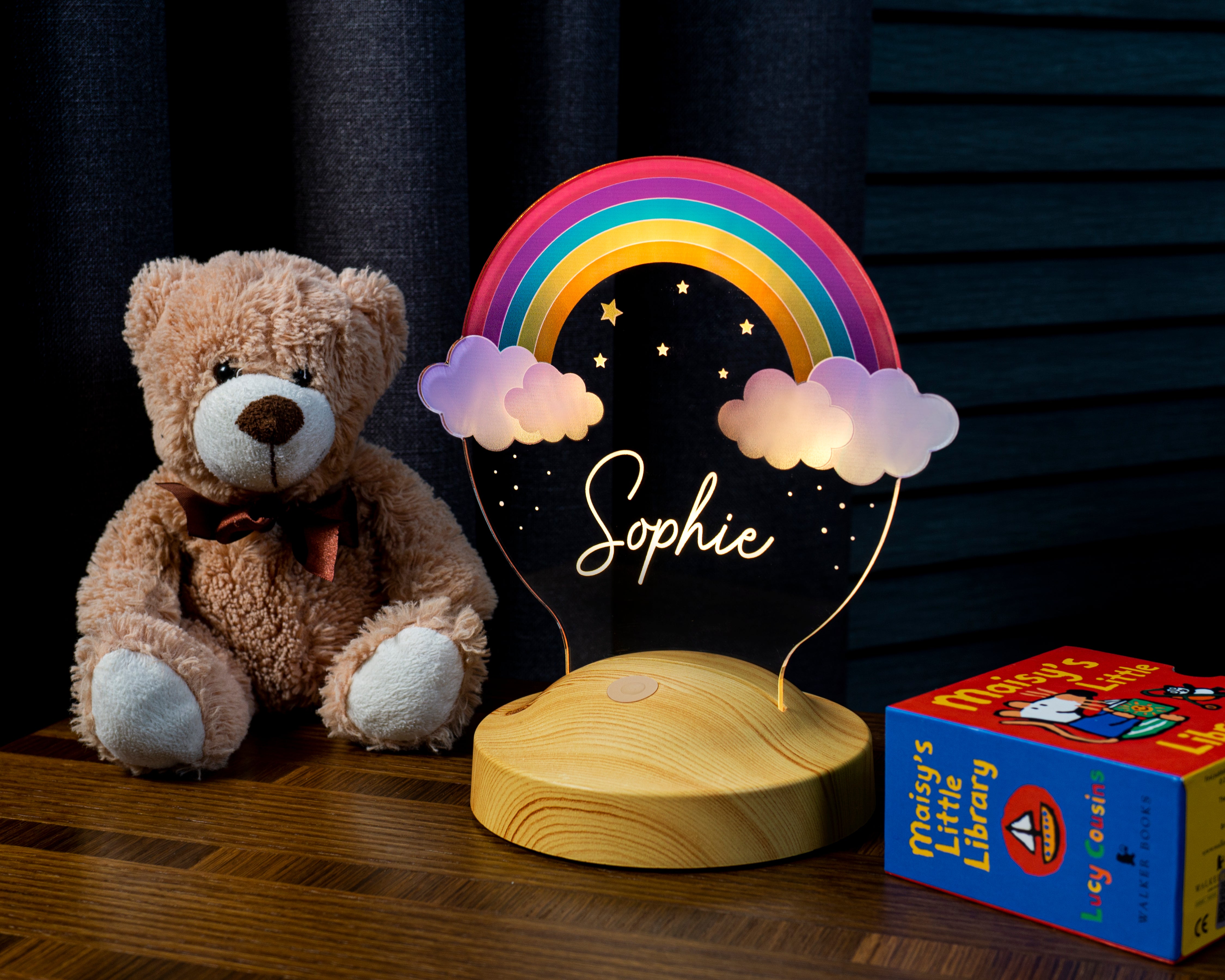 Personalisierte Nachtlampe für Kinder Regenbogen Babygeschenk Geburt