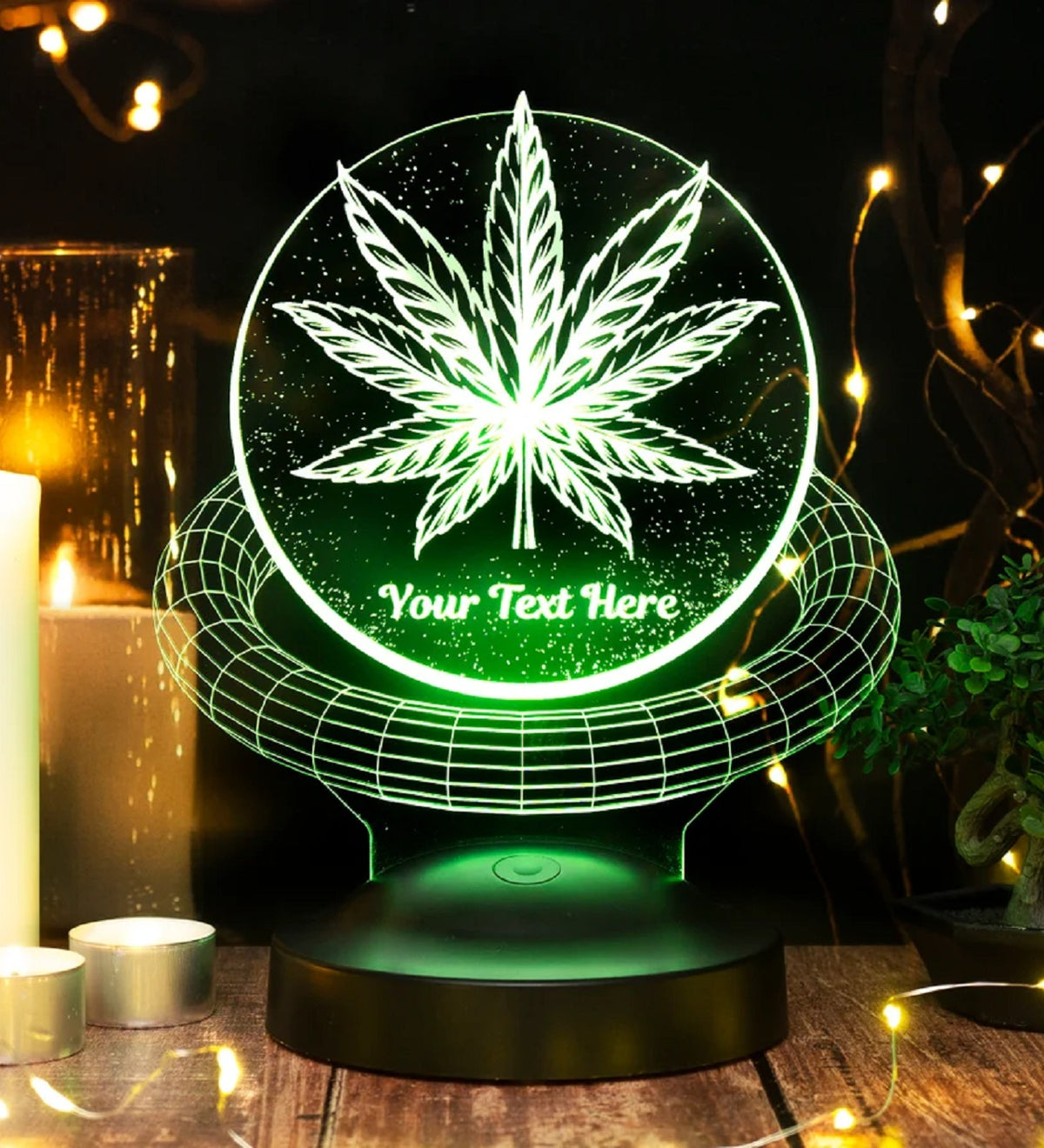 CANNABIS PERSONALISIERTE LAMPE MIT WUNSCHTEXT