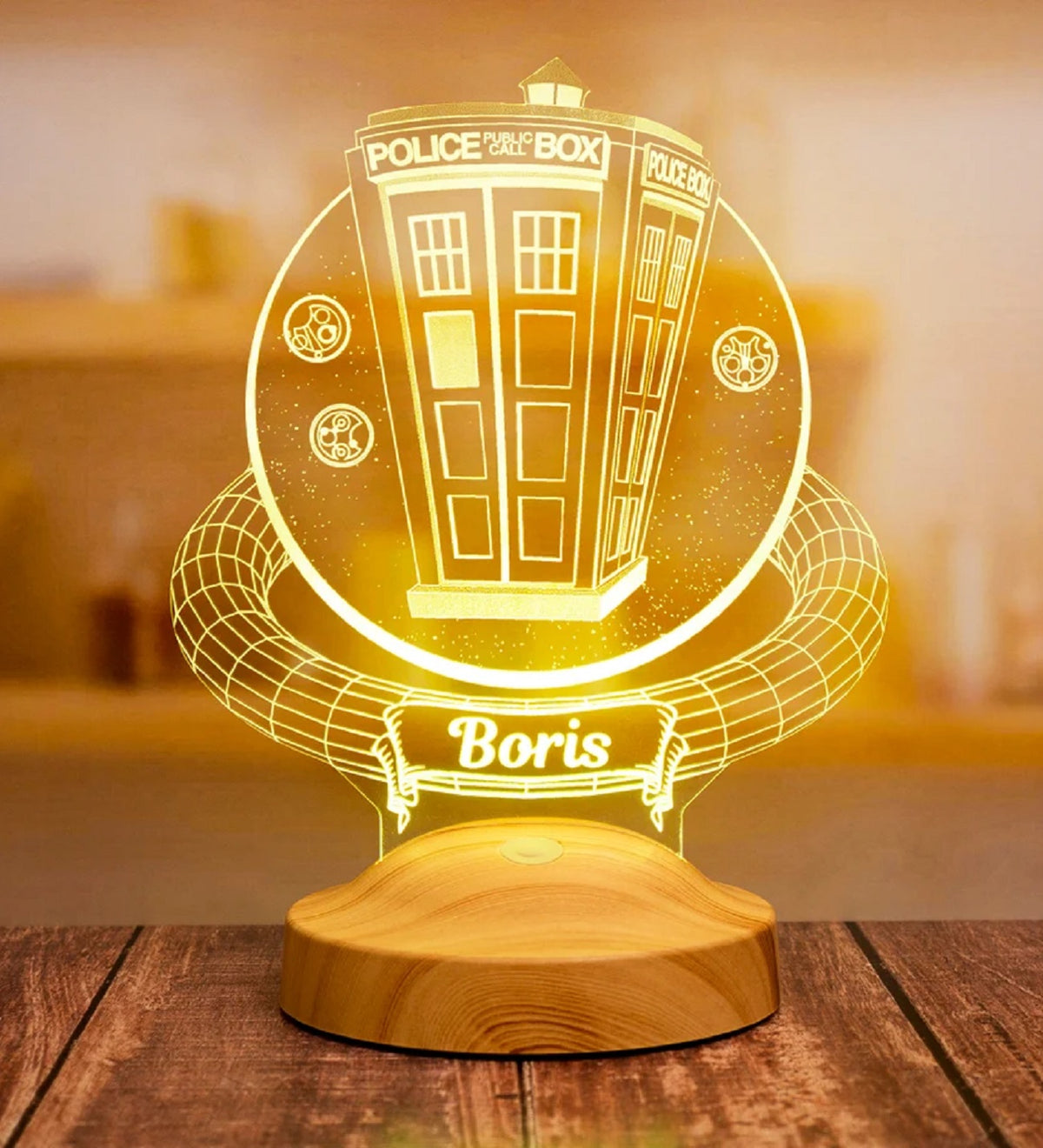 DR WHO TARDIS PERSONALISIERTE 3D LAMPE MIT WUNSCHNAME