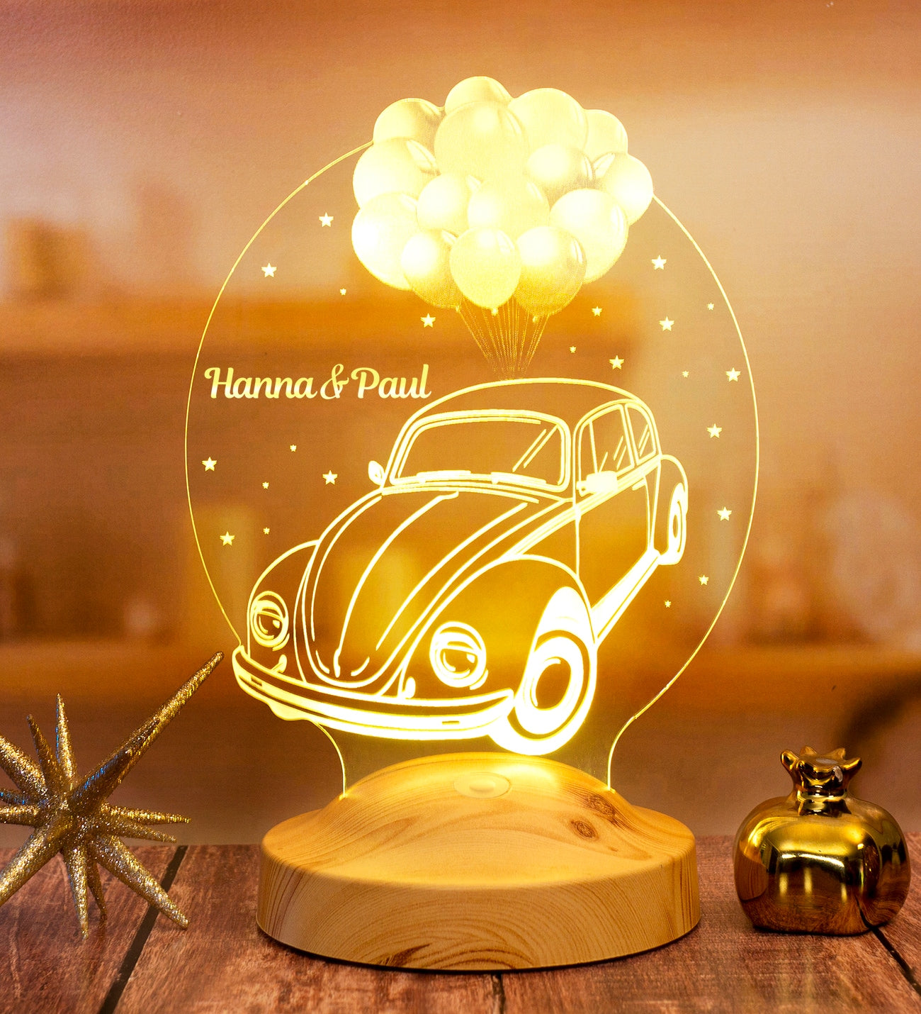 Geschenkartikel Led Lampe mit Gravur, Geschenkidee für Automobil Fans nostalgischer