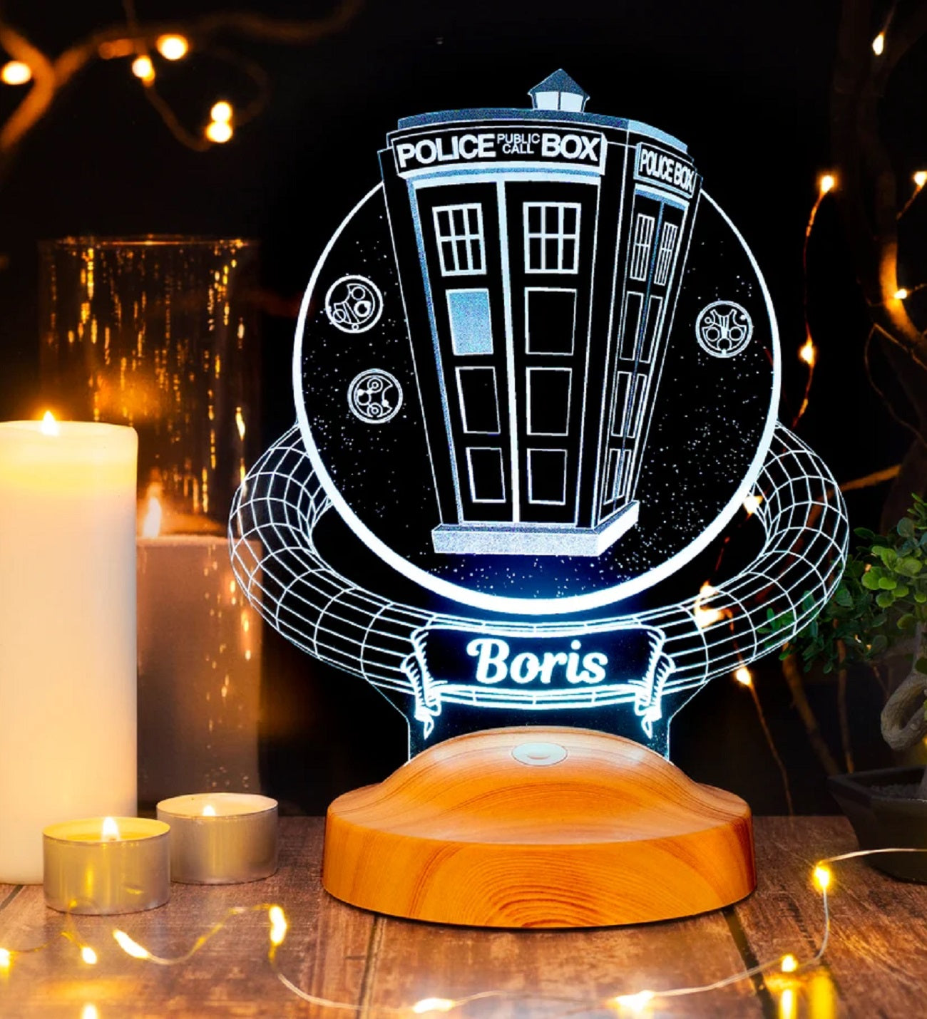 DR WHO TARDIS PERSONALISIERTE 3D LAMPE MIT WUNSCHNAME