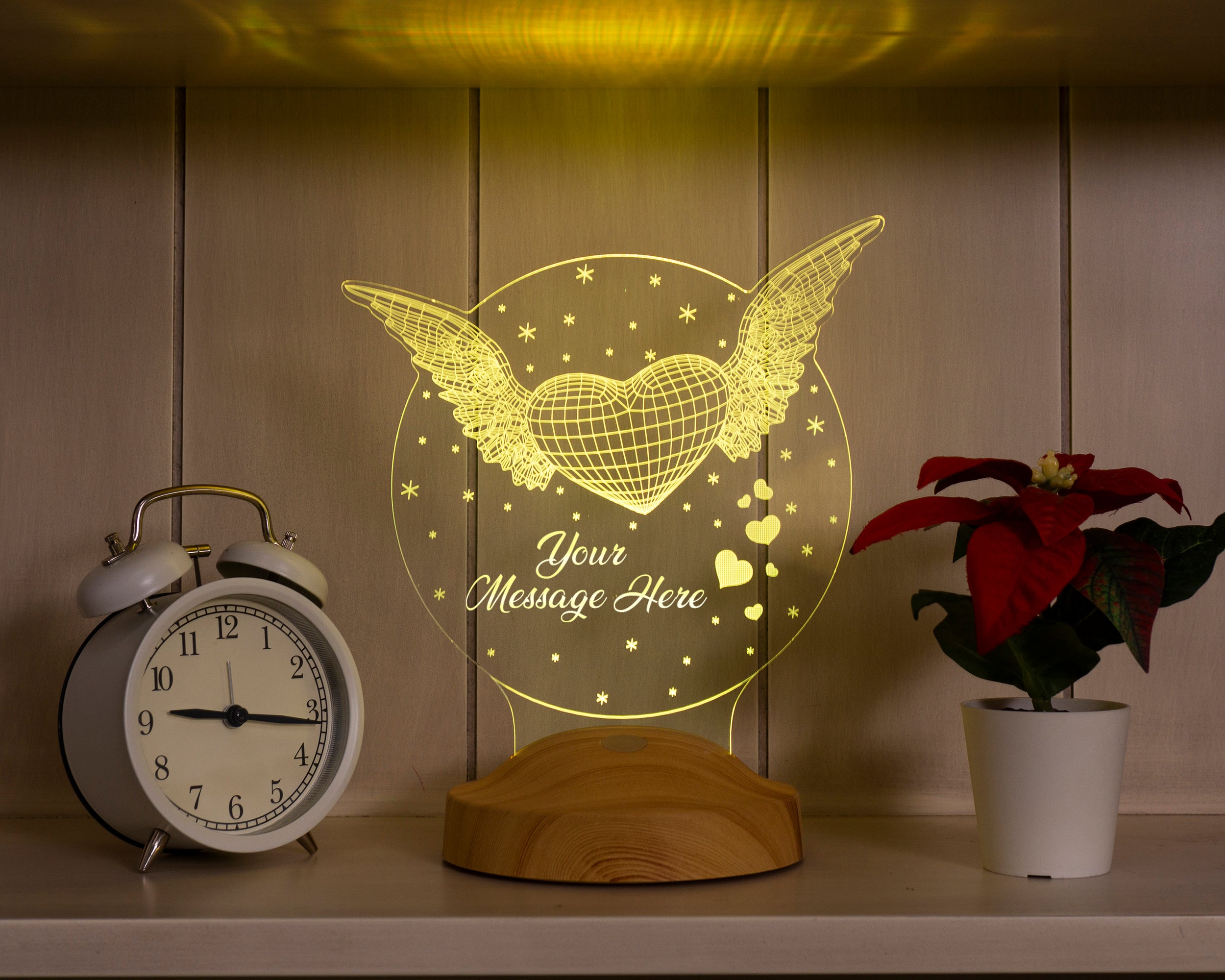 Fliegendes Herz Personalisierte Muttertagsgeschenk Nachttischlampe mit Wunschtext