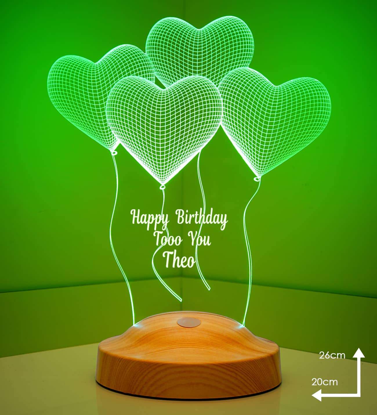 Vier Herzen Personalisierte Geburtstags Geschenke Lampe mit Wunschtext