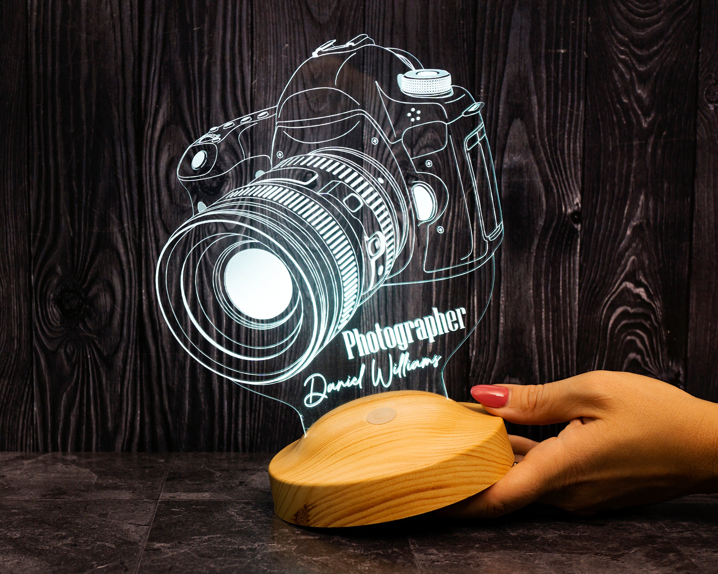 Fotokamera LED Lampe als Geschenk für Fotografen 3D Illusionslampe