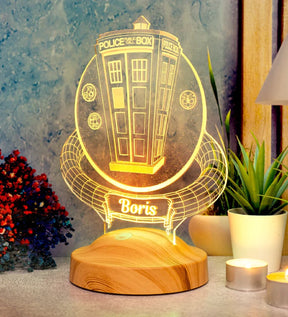 DR WHO TARDIS PERSONALISIERTE 3D LAMPE MIT WUNSCHNAME