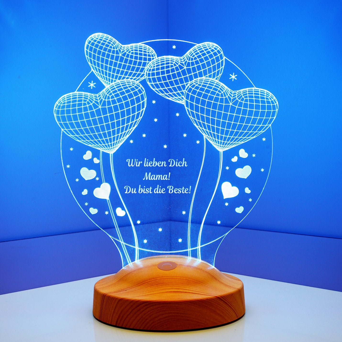 Ballon-Herzen Muttertaggeschenk Personalisierte Lampe mit Wunschtext
