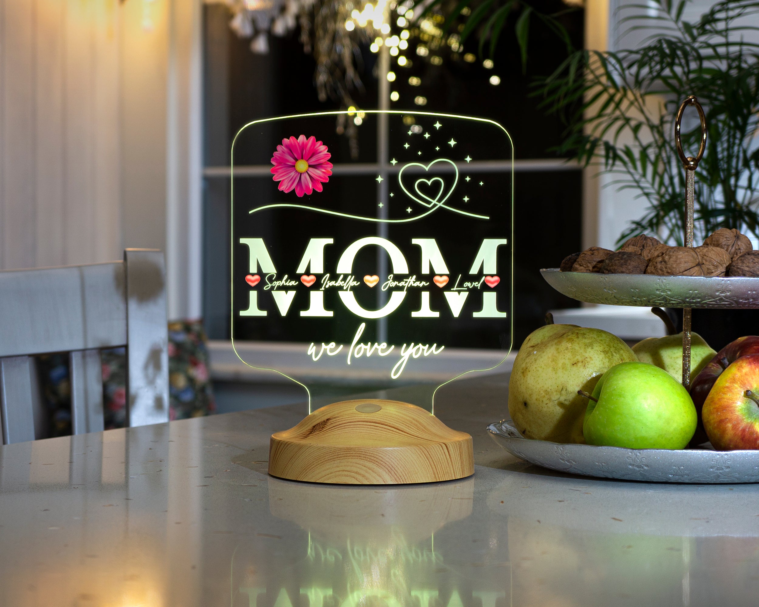 personalisierte LED Geschenkelampe für Mutter, Mama mit hochwertigem Lasergravur als Muttertagsgeschenk