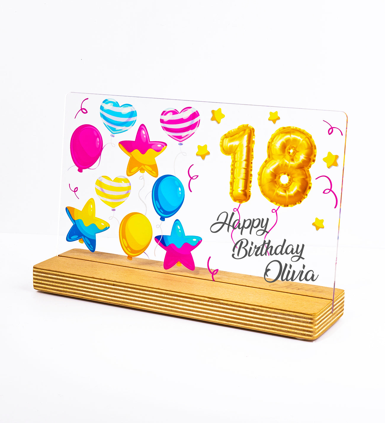 Personalisiertes Geschenk zum Geburtstag mit hochwertigem UV-Druck Holzaufsteller & Geschenkbox