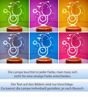 Stethoskop Personalisierte Lampe für Arzt Facharzt mit Wunschtext