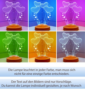 Ballon-Herzen Geburtstagsgeschenk Personalisierte Lampe mit Wunschtext
