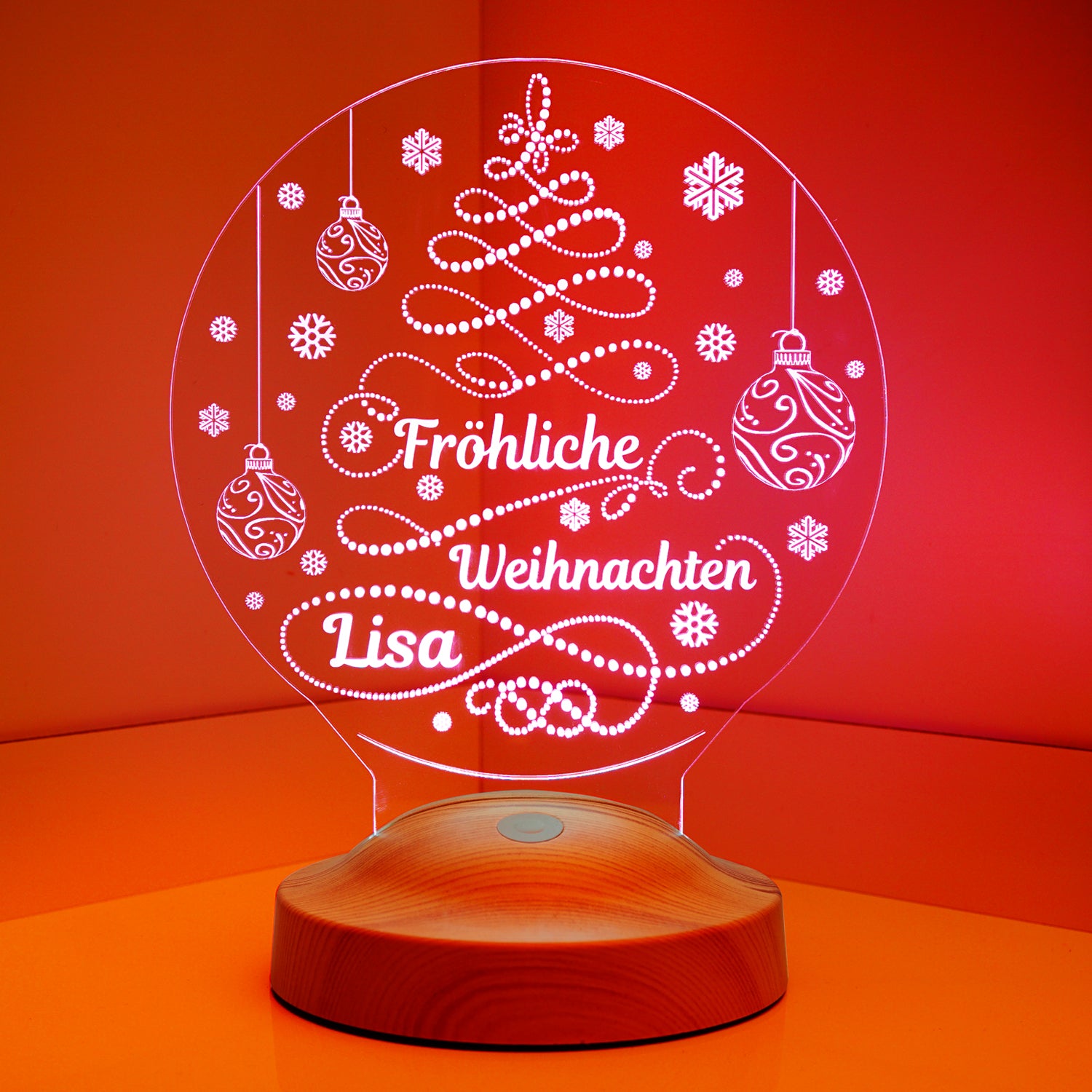 Weihnachtsbaum Motiv Personalisierte Lampe mit Gravur