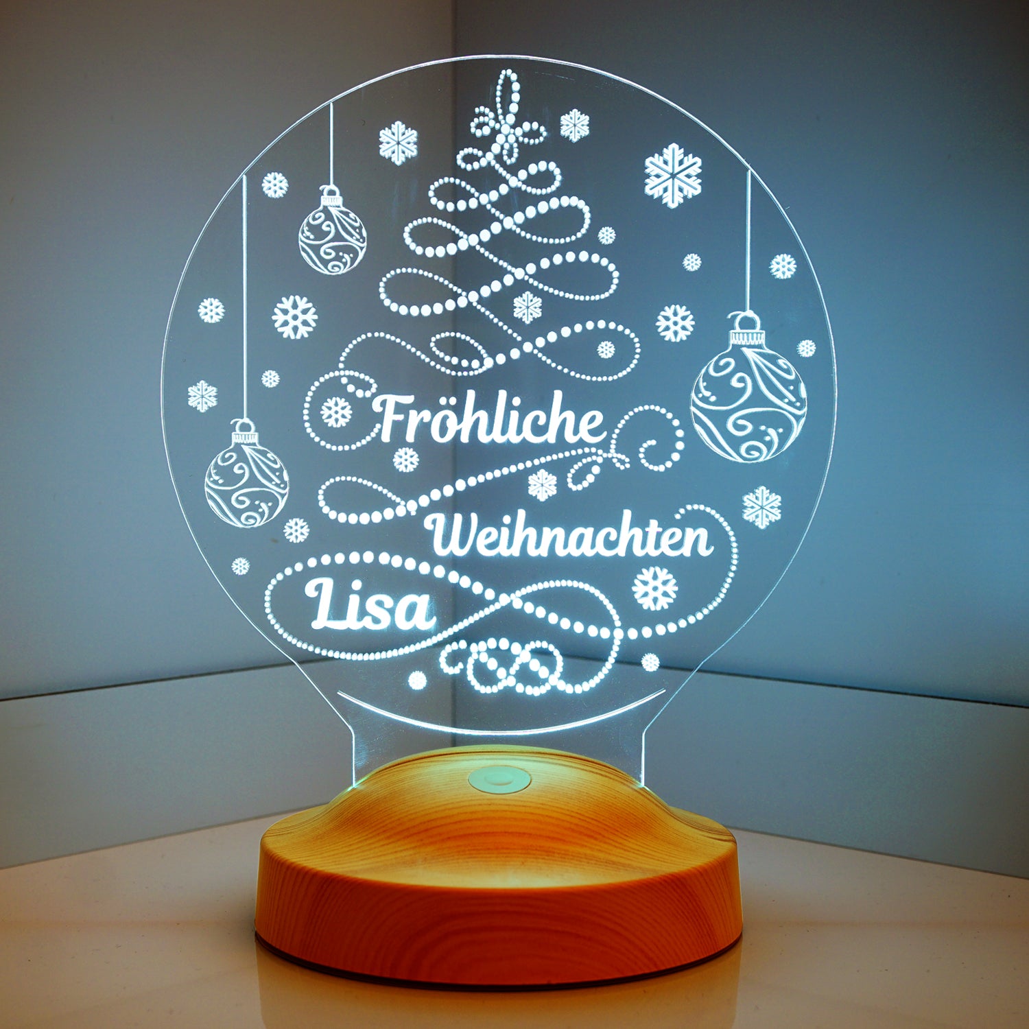 Weihnachtsbaum Motiv Personalisierte Lampe mit Gravur