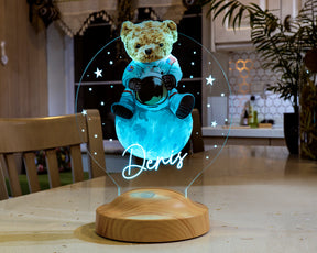 Teddybär Personalisierte Geschenke 3D Lampe mit Name UV Druck Geburtstagsgeschenk