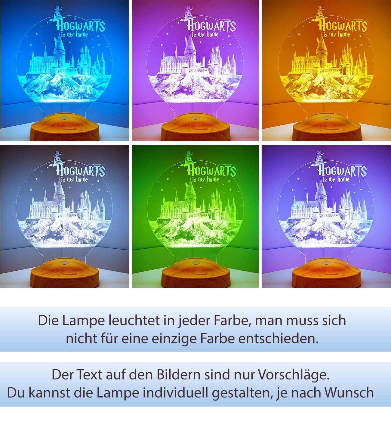 Schloss Personalisierte Lampe mit Gravur 3D Vision LED Nachtlicht