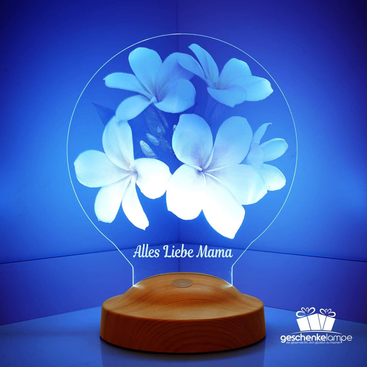 Plumeria Blumen Personalisierte Geschenke Lampe mit Wunschtext