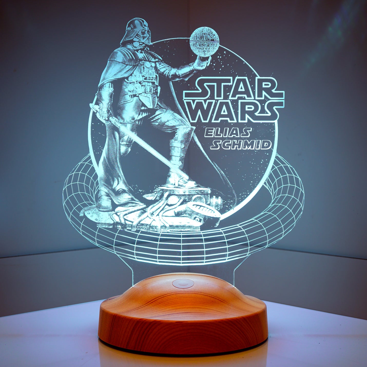 Darth Vader Star-Wars Lampe 3D Vision LED Nachtlicht mit Wunschtext