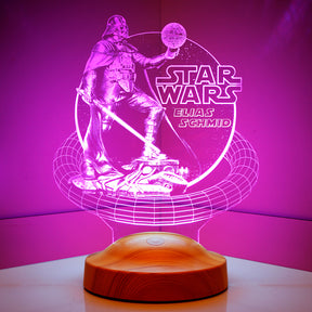 Darth Vader Star-Wars Lampe 3D Vision LED Nachtlicht mit Wunschtext