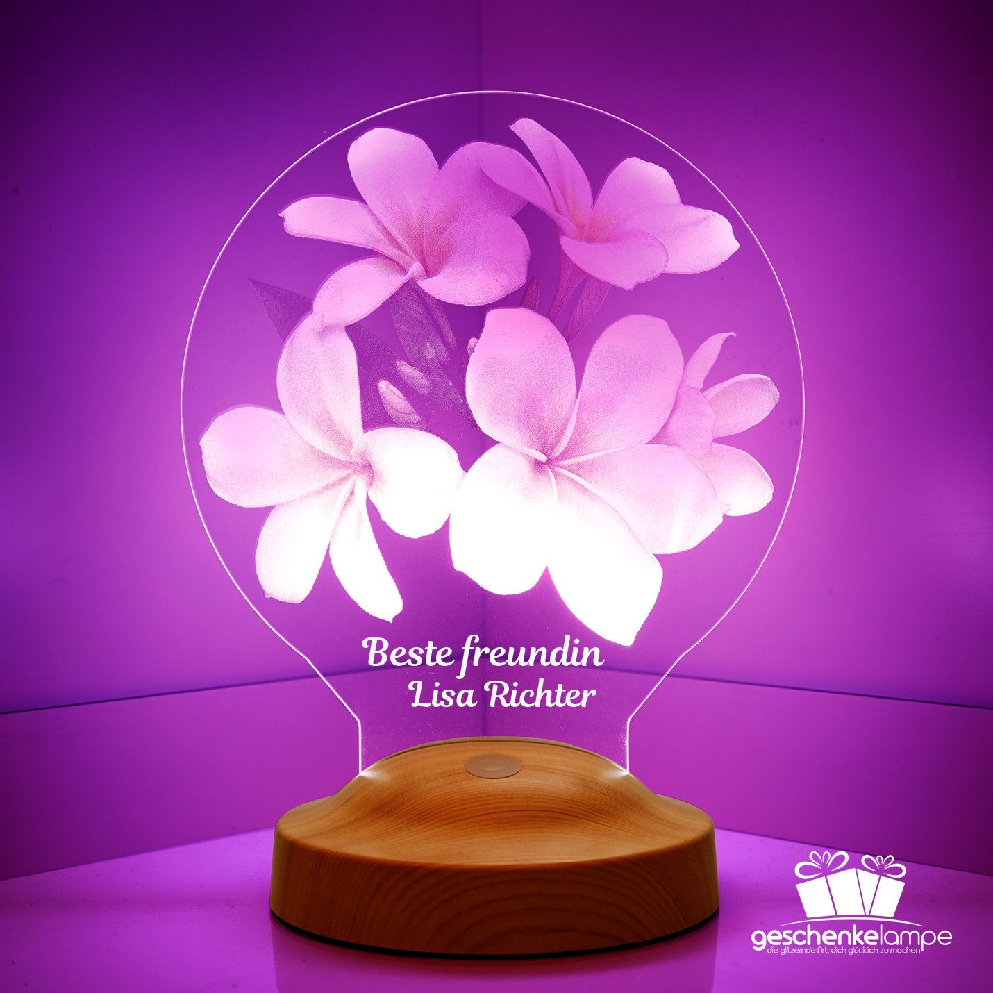 Plumeria Blumen Personalisierte Geschenke Lampe mit Wunschtext