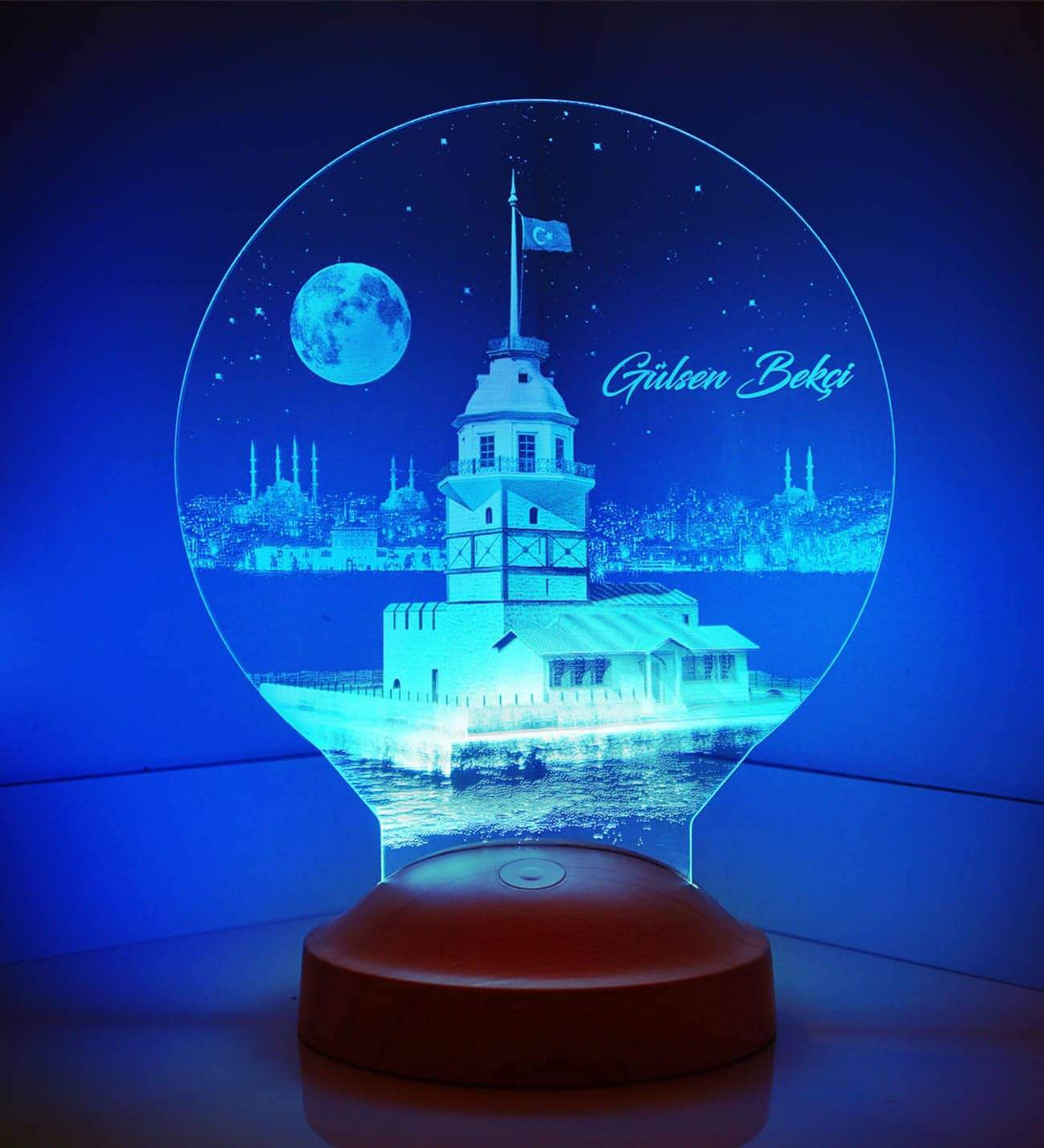 Leanderturm Istanbul Personalisierte Lampe mit Wunschtext Kiz Kulesi